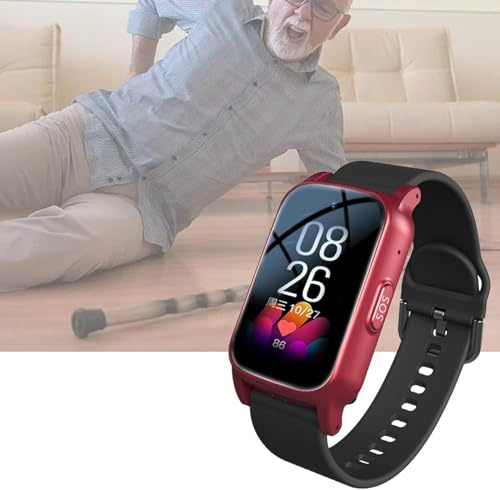 X&Z-XAOY Dispositivos De Alerta De Caídas para Personas Mayores Dispositivo Móvil De Alerta Médica Reloj Inteligente para Personas Mayores con GPS,SOS,HD Voice Call(Red)