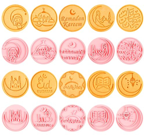 Eid Mubarak Ausstechformen, 10 Stück Ramadan Keksausstecher, Ramadan Deko 3D Ausstecher Plätzchenformen,Islamische Ramadan Keksausstecher,DIY Kuchen Backen Fondant Partydeko Cookie Cutter Keksform (B)