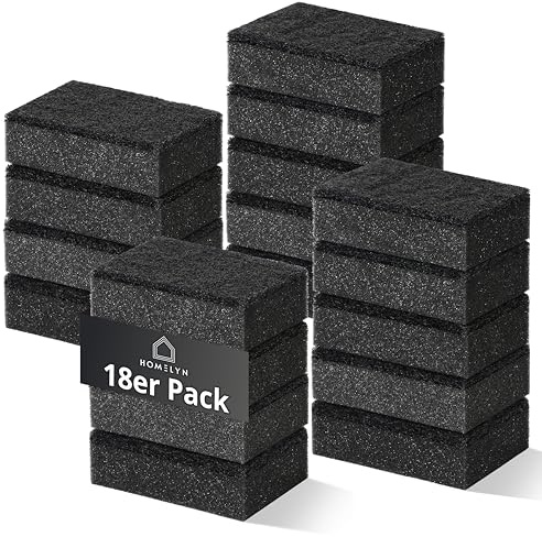 Spülschwamm 18er Pack, 9x7x3 cm I Putzschwamm Schwarz I Weiche Seite & Scheuerseite I Für Töpfe, Pfannen & Geschirr I Küchenschwamm I Reinigungsschwamm I Topfreiniger I Topfschwamm