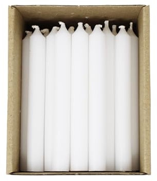 IHR Velas de iglesia delgadas blancas lisas, sin perfume, 11 x 1,3 cm, caja de 49 unidades