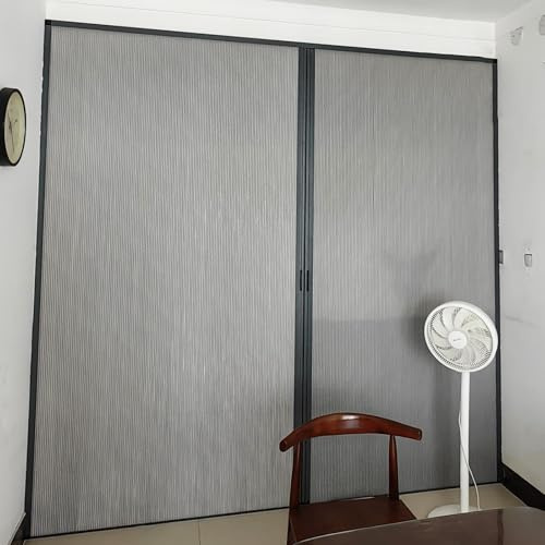 Puerta Corredera Plegable Puerta Plegable Gris Simple/ Doble Con Marco De Aluminio Y Panel De Nido De Abeja, Separador Ambientes Interior, Puerta Acordeón Para Armario, Estudio, Despensa.(70x210cm/27.