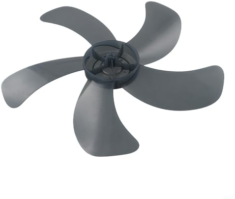 Zilimontt 16 Inch Replacement Fan Blade with Upgraded Five-For Leaf Design and Nut Cover, Low Noise Gray Plastic Blades Compatible with Pedestal, Table or Wall Fans for Eff