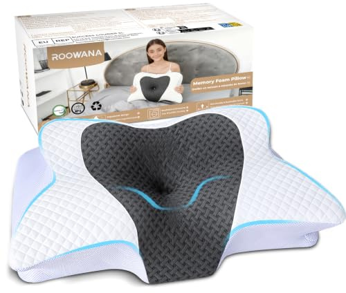 Oreiller Ergonomique Cervical, Mémoire Forme, 61,7x37x13/13,6cm, Gris