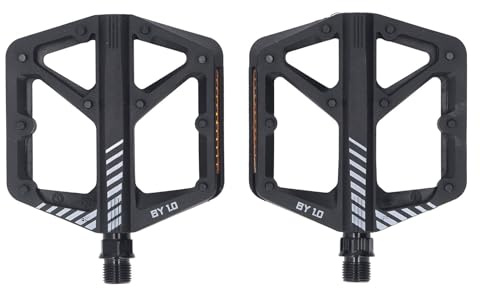 SPYMINNPOO 1 Paar Fahrradpedale, Nylonfaser, Vergrößert, rutschfest, Reduziert Reibung, Flaches Pedal für Straßen-Mountainbikes, Robustes Material für Verschiedene Montageanforderungen (Black)