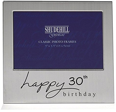 Shudehill 5 x 3 Happy 30th Birthday Photo Frame, Occasion Gift Present 72230, Silver,Photo Size 5 x 3.5