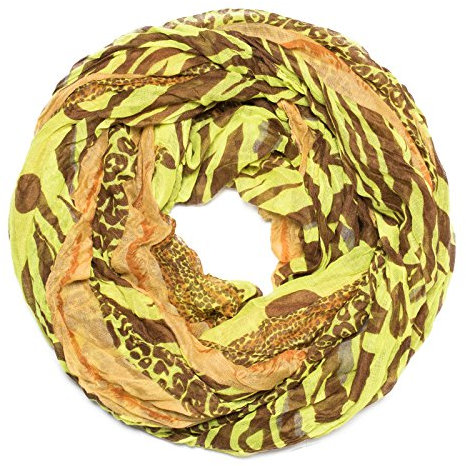 Kandharis Schal Leichte Loopschal Schlauchschal Rundschal Leo Leooptik Mix-Muster Mehrfarbig Gelb