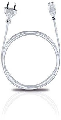 Oehlbach Powercord C7 / 500 - Netzkabel 2-polig mit Euro-Stecker (CEE7/16) - VDE geprüft - hochflexibel, hervorragende Kontaktsicherheit - 5m weiß