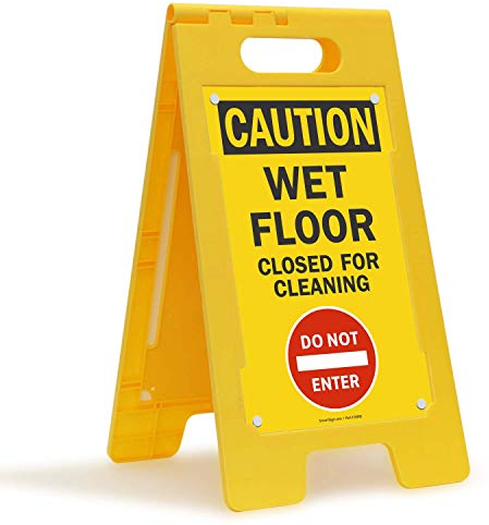 Warnschild mit AufschriftCaution - Wet Floor, Closed For Cleaning, Do Not Enter, Kunststoff, 30,5 x 63,5 cm