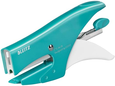 Leitz Pince-Agrafeuse WOW, Pour Agrafes N°10, Capacité 15 Feuilles, Métal, Agrafes Incluses, Menthe, 55311051