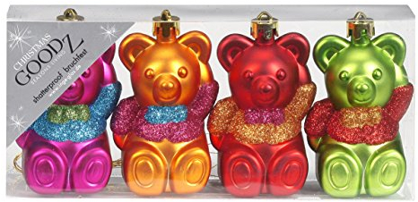 Inge-glas 4 Stück Kunststoff Teddy Bär 8cm Mille-Fiori // Christbaumschmuck Weihnachtskugeln Christbaumkugeln Aufhänger Hänger Weihnachtsschmuck Weihnachten Deko bunt PVC Plastik
