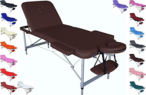 Polironeshop Europa – Massageliege aus Aluminium, Verstellbare Massagebank und Tattooliege, Ergonomisch und Stabil für professionellen Einsatz (Braun)