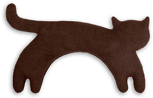 LESCHI Wärmekissen - Körnerkissen für Mikrowelle - Tier Katze Minina Braun - anschmiegsames Nackenkissen mit Bio Weizen - ideal als Wärmespender und bei Verspannungen an Nacken Schulter Hals L