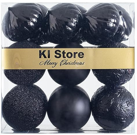 KI Store Palline di Natale Albero di Natale Ornamenti di Decorazione infrangibilePalle per Appendere Natale Decorazioni Festival Decorazioni Natalizie (8cm, Nero)