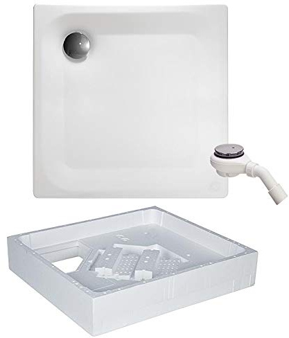 Stahl Duschwanne Set Edura 80 x 80 Dusche Wannenträger Tempoplex Duschbecken