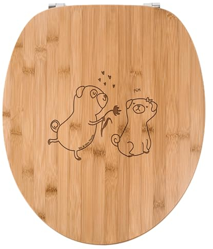 Mr. & Mrs. Panda WC Sitz Mops Verliebt - Geschenk, Hunderasse, WC-Sitz, Sprüche, Möpse, Toilettendeckel, Hund, Klodeckel, Geschenk Freund, Toilette,