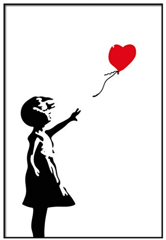 Panorama Verre Acrylique Encadrée Petite Fille avec Ballon 35x50 cm - Tableau Décoration Murale Moderne pour la Maison