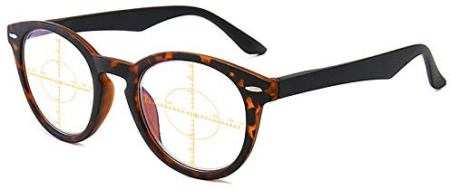 MIRYEA 360 ° Ring Fokus Gleitsichtbrille Progressive Multifokus Lesebrille Federscharnier Anti-Blaulicht Retro Brille Computerleser