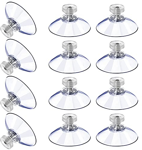 12 Ventosas Grandes Almohadilla Ventosa de Plástico Ventosa de Goma Transparente Anticolisión Perno Tuerca de Metal Reemplazo Ventosa Fuerte PVC Transparente con Tuerca Tornillo (40M5-10)