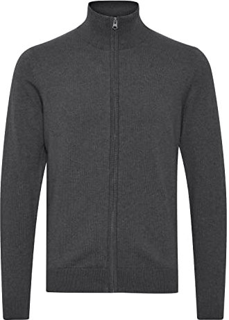 11 Project Melker Herren Strickjacke Cardigan Feinstrick mit hochabschließendem Kragen aus 100% Baumwolle, Größe:XL, Farbe:Pewter Mix (200277)