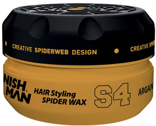 NISHMAN Aqua Spider Wax S4 – Argan 150g – Gold One Duft – Starker Halt & Glänzendes Finish Haarwachs für Männer, Flexibles Styling für Alle Haartypen