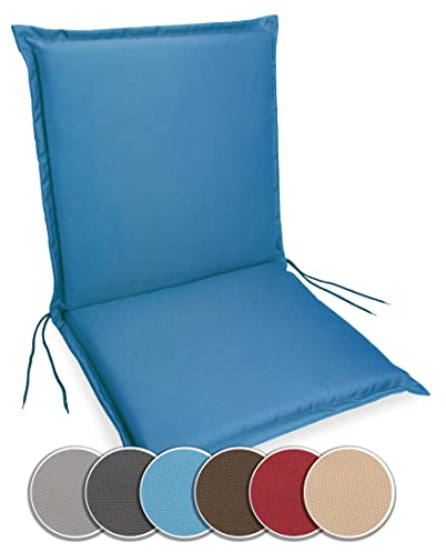 sunnypillow Gartenstuhlauflage Niedriglehner 100 x 50 - Stuhlauflagen Extra Dicke 9 cm - Auflage für Gartenmöbel UV-Lichtecht, Wasserdicht - Outdoor Stuhlkissen für Gartenliegen - Blau