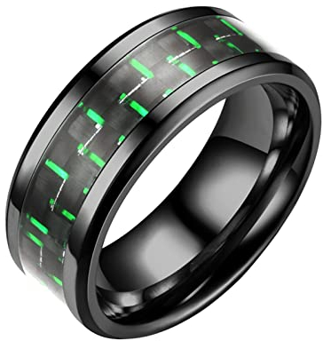 Sbyhbhyds Glasfaser-Stahlring Paar Erwachsene DREI-Farben-Mode -Carbon-Ringe Reifrock 5 Ringe (Green, 7)