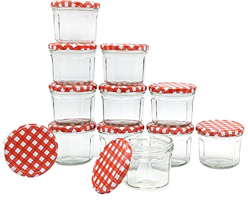 Devitre 12x Marmeladenglas 240 ml Einmachgläser mit Deckel und Etiketten