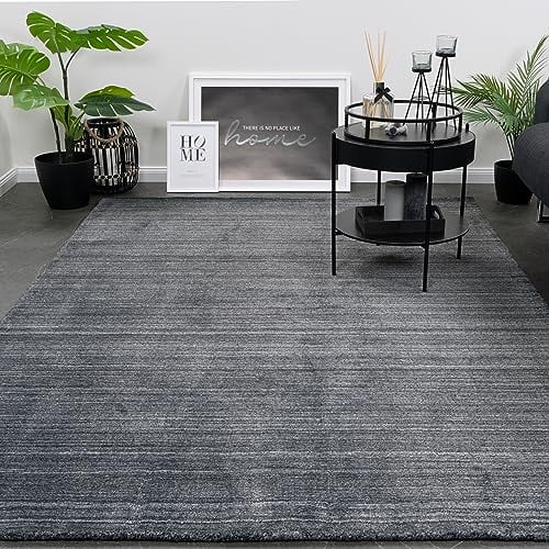 Consilio Concept 120 x 170 Teppich Wohnzimmer Anthrazit Natur Wolle modern Wohnzimmerteppich Melange dezent Feng Shui Luxus Zertifiziert Made in Germany Design Manufaktur Markenteppich Oeko TEX