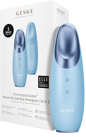 GESKE | SmartAppGuided™ Warm & Cool Eye Energizer | 6 in 1 | Augenmassagegerät | Massagegerät gegen Augenringe | Tränensäcke und Schlupflider entfernen | Elektrische Augenmassage