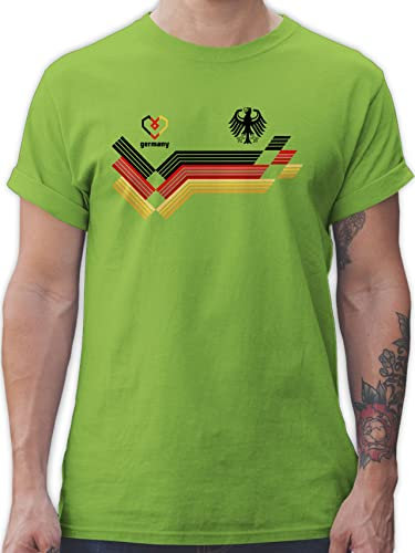 T-Shirt Herren - Fußball EM WM - Deutschland Germany Adler Schwarz Rot Gold - XL - Hellgrün - Deutschland-Trikot Fussball Shirt männer Europameisterschaft German tischirt. deutschlandtrikot
