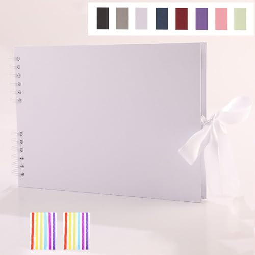 MuChoney Fotoalbum Zum Selbstgestalten 24 x 17 cm 40 Seiten A5 Mittelgroßes DIY Scrapbook Fotobuch Bastelpapier Album für Kinder Familie Valentinstag Geburtstag Jahrestag Geschenk.