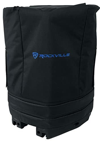 Rockville BEST COVER 15 Padded Slip Cover for 15 PA Speakers, Adjustable Fit, Foam Padding, Rainproof, Top Zipper Access, for DJs and Mobile Audio Transport