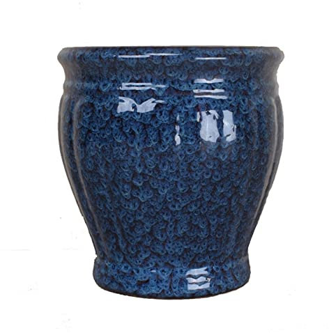 Blumentopf Keramik Übertopf Runde Keramik-Pflanztöpfe – Gartenblaues Porzellan, dekorative Blumentöpfe, großer Zimmerpflanzenbehälter mit Ablaufloch for Bonsai-Pflanzen, Blumen Outdoor Graden Pots Pfl