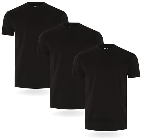 FM London 3/5-Pack Mens T Shirt - Premium Weight T-Shirts for Men with Lightly Fitted Design - Super Soft - Made with 100% Cotton - Stretch Fit for Any Occasion - Durable Comfort Fit
