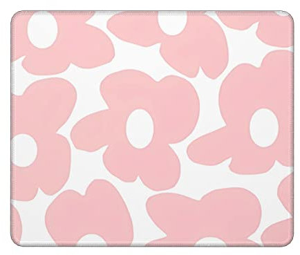 Tappetino per mouse quadrato con grazioso fiore rosa, estetico, per scrivania, con base in gomma antiscivolo, piccolo tappetino per mouse per computer da ufficio, per mouse wireless, decorazione per