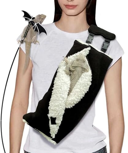 Verstellbare, Flauschige Tragetasche für Bartagamen, Reptilien-Tragetasche mit Leine, Geschirr, Eidechsenkäfig-Zubehör für Kleintiere, Kätzchen, Frettchen, Eichhörnchen, Hamster, Papageien (XL)