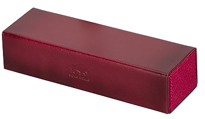 Solo Pelle Faltbares Brillenetui aus echtem Leder, tragbare Brillenbox zum falten, Brillen Etui mit Magnetverschluss Sonnenbrillenetui für Herren Damen Kinder (Clever Rot)