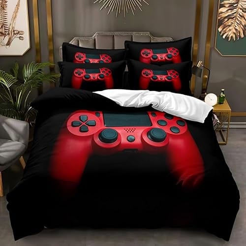 CTQTZ Gamer Housse de Couette pour Chambre d'enfant 1 Personne 90x190 Enfant 3D Gamepad Console Jeu vidéo Gaming Game 3D Parure De Lit Impression de Manette de Jeu Parure De Lit en Microfibre
