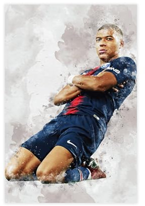 PacSci Affiche Kylian Mbappe Football 30x45cm Toile Sans Cadre Chambre Bureau Décoration de Chambre Cadeau