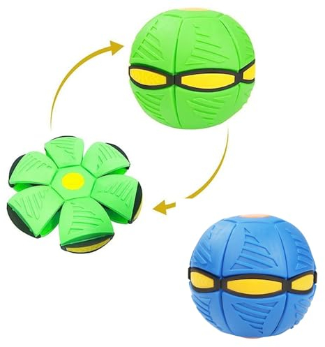 BDHI 2pcs Flying Saucer Ball Dog Toy New UFO Pet Flying Saucer Ball Portable Flying Toys Creative Fly Saucer Stomp Magic Balls Fun Puppy Interactive Flying Flat Throw Disc Balls Toy(Y269-2)