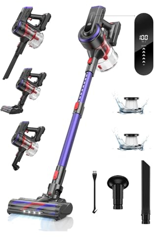 ORCOW 450W 38000KPa Handheld Wireless Cordless Vacuum Cleaner with Touch Display Clean Home Appliance Compatible with Floors/Carpets/Dog Hair