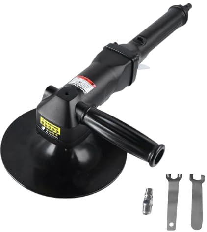 17,8 cm Luftschleifer, Hochleistungs-Nassschleifer, WQV Pneumatischer Polierer, 4500 U/min verstellbar, links/rechts Hilfsgriff, geräuscharm, vibrationsarm für Metall, Holzbearbeitung, Stein,