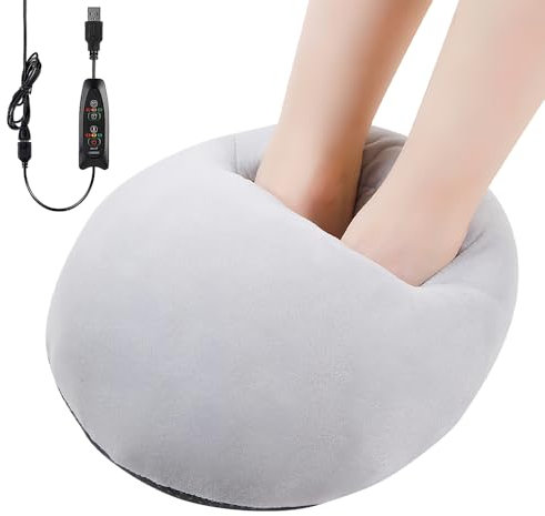 Hojalis Electric Foot Warmer, Furry USB Foot Warmer with 3 Timer Settings & Adjustable Temperature Settings, Furry Feet Warmers, Heating Pad Cushion Plush Foot Heater, Heated Slippers for Women Men