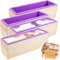 4PCS Flexible Rectangular Soap Silicone Mold with Wood Box DIY Tool for Soap Cake Making 42oz (Purple)