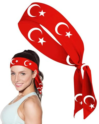 Schweißbänder für Frauen, Schweißband-Set, Schweißbänder, Laufkrawatte, Flagge der Türkei, Sport-Stirnbänder heute erhältlich, verstellbare Stirnbänder