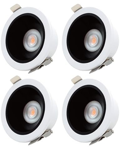 EACLL 4 Set LED Einbaustrahler Flach 230V, Warmweiss 7W Deckenstrahler, 3000K Nicht Dimmbar 24° Spots, Verhindert Blendung Downlight, Einbauleuchten für Büro Küche Wohn Schlaf und Kinderzimmer
