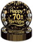 EVYIENEN 50Pcs Black and Gold 70th Birthday Paper Plates,9inch Happy Birthday Disposable Paper Plates Party Decorations for Man Women 70th Party Supplies