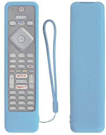 Protective Remote Control Cover for Philips TV 43PUS7354/12 50PUS7354/12 55PUS7504/12 65PUS8204/12 58PUS7304/12 Remote Control, Durable and Washable - Glow Blue