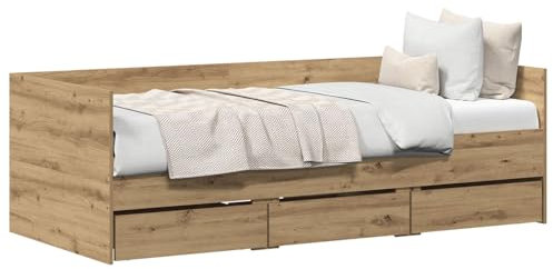 vidaXL Stylisches Tagbett mit Schublade Elegantes Artisan Eichen Finish Solide Verarbeitung Ideal für Schlafzimmer von Erwachsenen Modernes Schlafzimmermöbel Gäste Innen Einzel