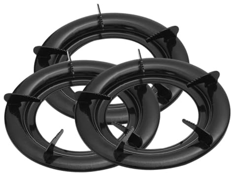 FUNNETOYU Anneau de Wok en Fer Noir, Support pour Réchaud à Gaz, Structure Stable et Résistante à L’usure, Accessoire Cuisine 3 Pièces